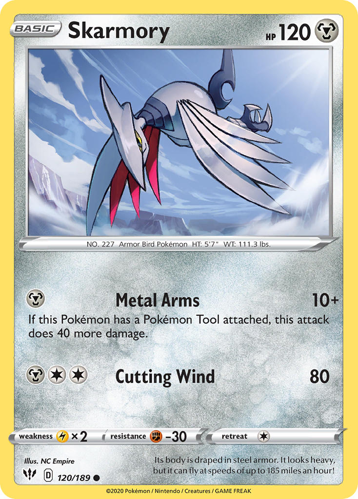 (120/189) Pokemon TCG Darkness Ablaze Single: Skarmory Reverse Holo Common