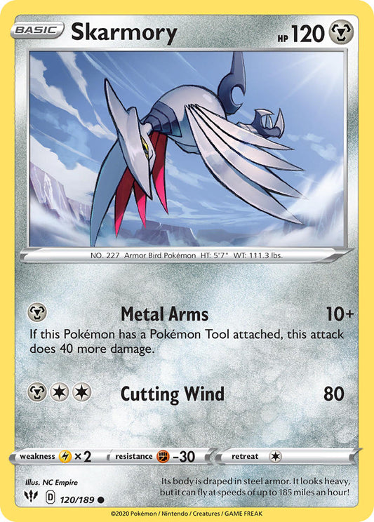 (120/189) Pokemon TCG Darkness Ablaze Single: Skarmory Reverse Holo Common