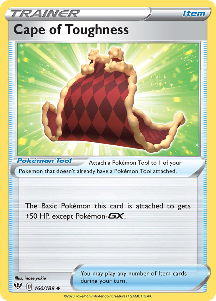 (160/189) Pokemon TCG Darkness Ablaze Single: Cape of Toughness  Uncommon