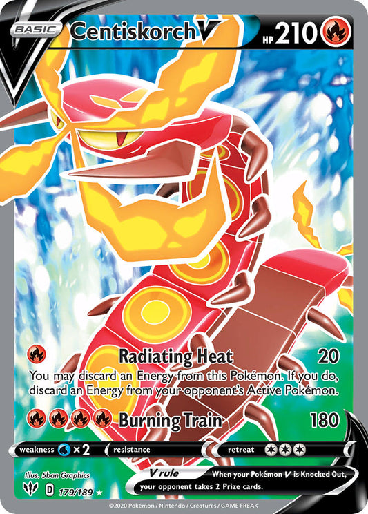 (179/189) Pokemon TCG Darkness Ablaze Single: Centiskorch V  Ultra Rare