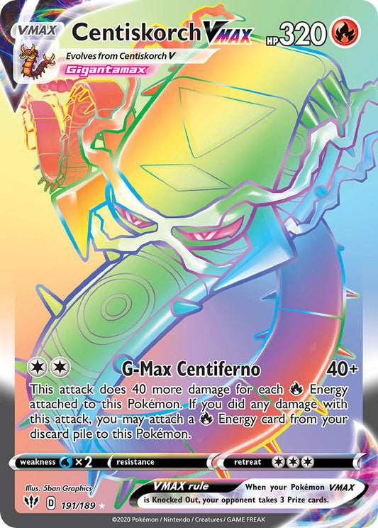 (191/189) Pokemon TCG Darkness Ablaze Single: Centiskorch VMAX  Secret Rare