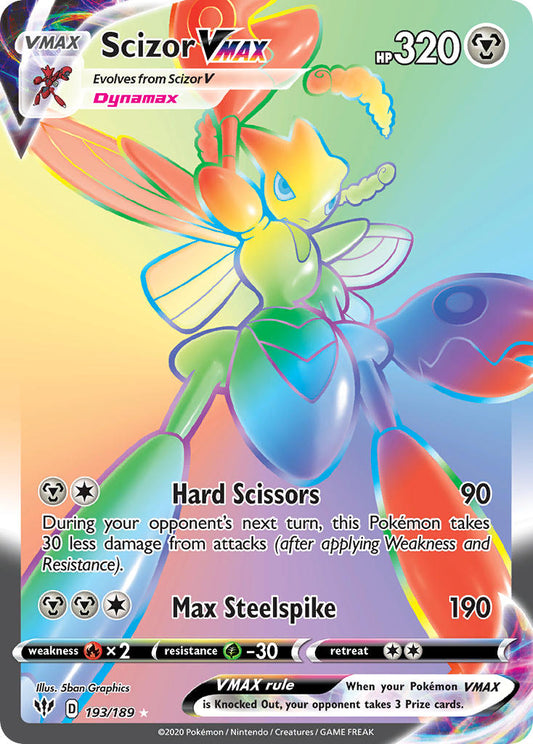 (193/189) Pokemon TCG Darkness Ablaze Single: Scizor VMAX  Secret Rare