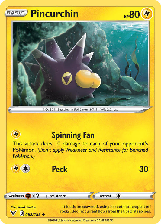 (062/185) Pokemon TCG Vivid Voltage Single: Pincurchin Reverse Holo Uncommon