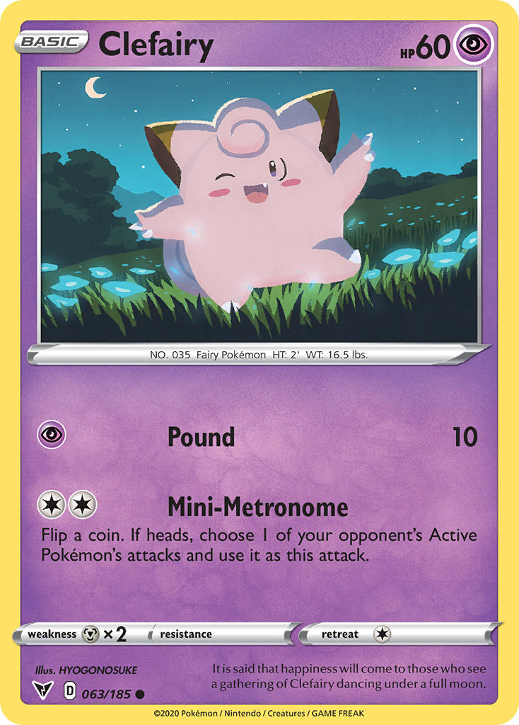(063/185) Pokemon TCG Vivid Voltage Single: Clefairy Reverse Holo Common