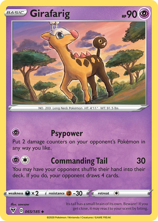(065/185) Pokemon TCG Vivid Voltage Single: Girafarig Reverse Holo Uncommon
