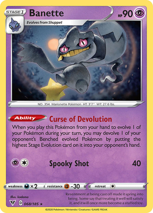 (068/185) Pokemon TCG Vivid Voltage Single: Banette  Rare
