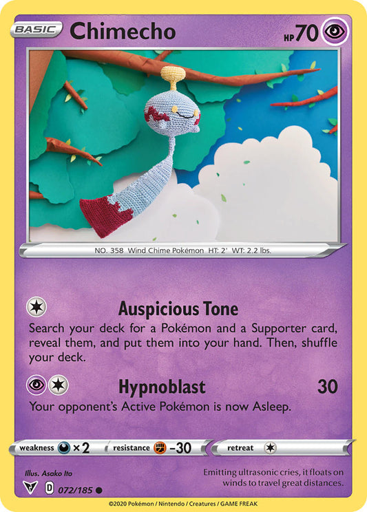 (072/185) Pokemon TCG Vivid Voltage Single: Chimecho Reverse Holo Common