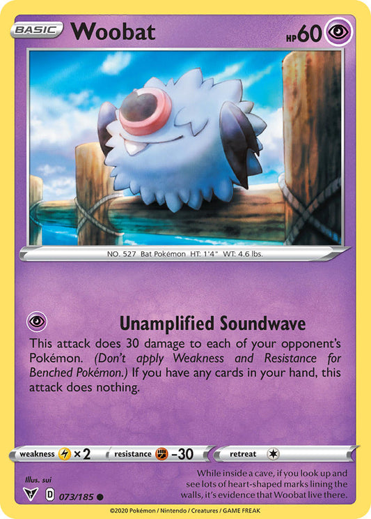 (073/185) Pokemon TCG Vivid Voltage Single: Woobat Reverse Holo Common