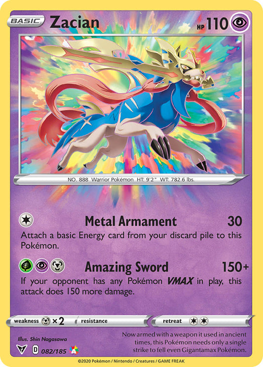 (082/185) Pokemon TCG Vivid Voltage Single: Zacian  Amazing Rare