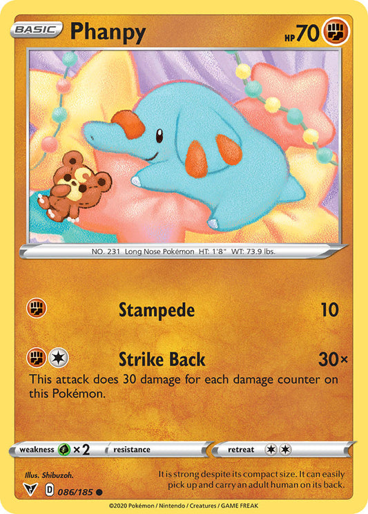 (086/185) Pokemon TCG Vivid Voltage Single: Phanpy Reverse Holo Common