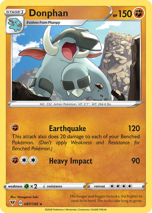 (087/185) Pokemon TCG Vivid Voltage Single: Donphan Reverse Holo Rare