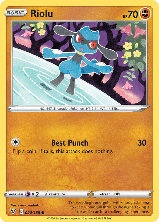 (090/185) Pokemon TCG Vivid Voltage Single: Riolu Reverse Holo Common