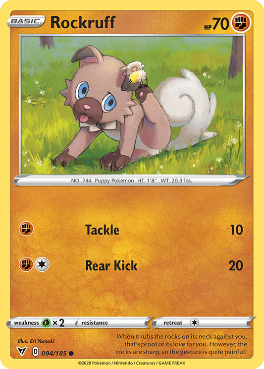 (094/185) Pokemon TCG Vivid Voltage Single: Rockruff  Common
