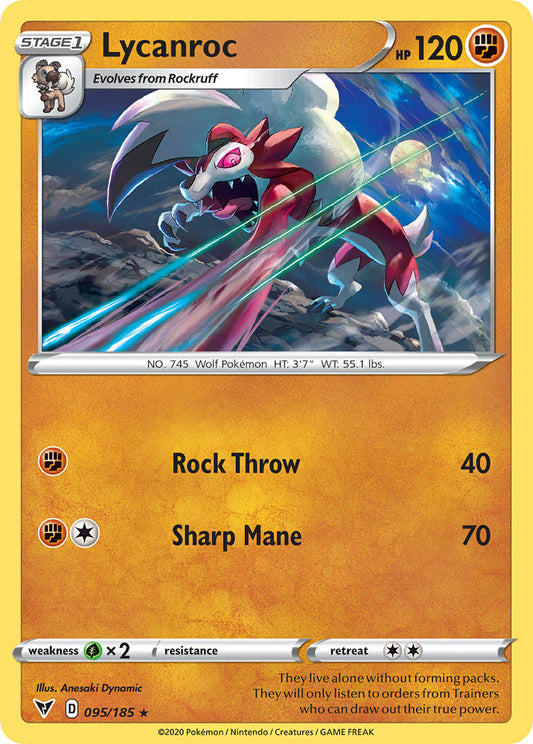 (095/185) Pokemon TCG Vivid Voltage Single: Lycanroc  Rare