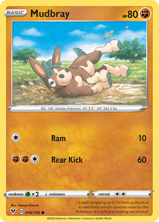 (096/185) Pokemon TCG Vivid Voltage Single: Mudbray Reverse Holo Common