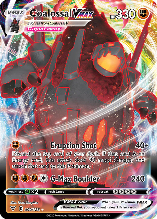 (099/185) Pokemon TCG Vivid Voltage Single: Coalossal VMAX  Ultra Rare
