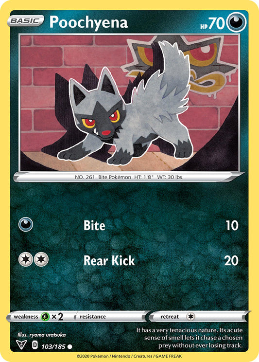 (103/185) Pokemon TCG Vivid Voltage Single: Poochyena  Common