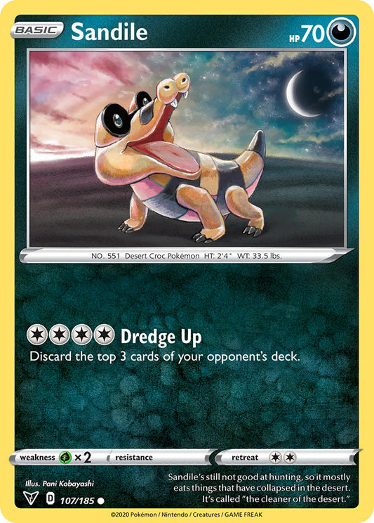 (107/185) Pokemon TCG Vivid Voltage Single: Sandile Reverse Holo Common
