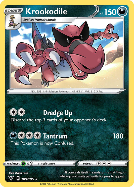 (109/185) Pokemon TCG Vivid Voltage Single: Krookodile Reverse Holo Rare