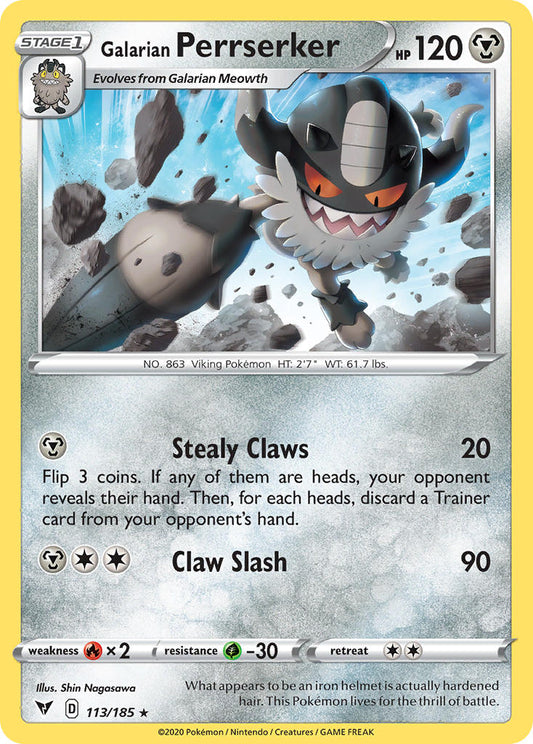 (113/185) Pokemon TCG Vivid Voltage Single: Galarian Perrserker  Rare