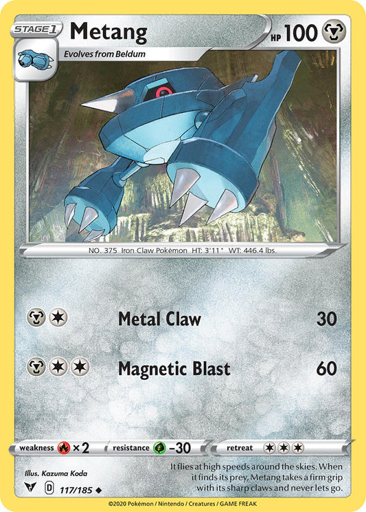 (117/185) Pokemon TCG Vivid Voltage Single: Metang Reverse Holo Uncommon