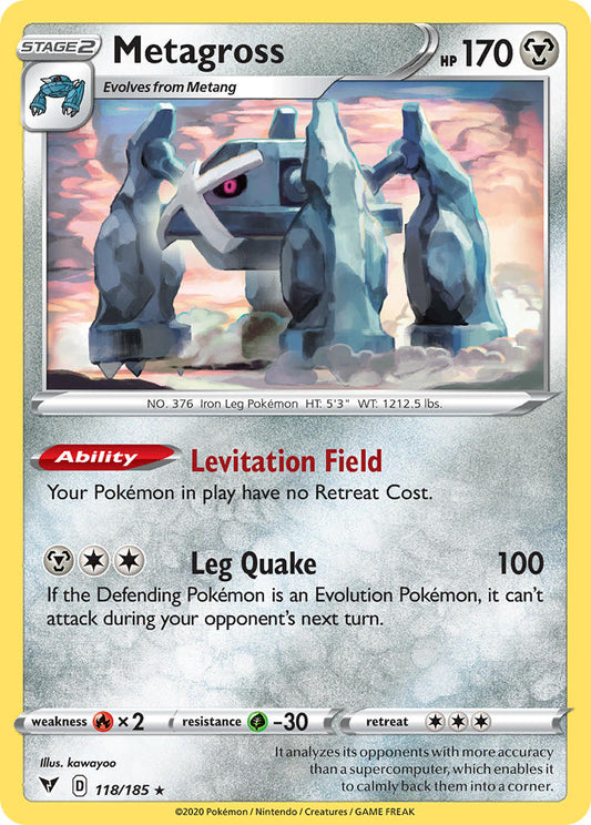 (118/185) Pokemon TCG Vivid Voltage Single: Metagross Reverse Holo Rare