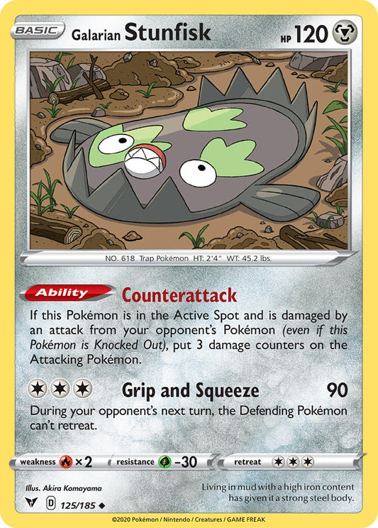 (125/185) Pokemon TCG Vivid Voltage Single: Galarian Stunfisk Reverse Holo Uncommon