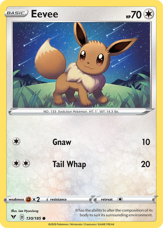 (130/185) Pokemon TCG Vivid Voltage Single: Eevee Reverse Holo Common