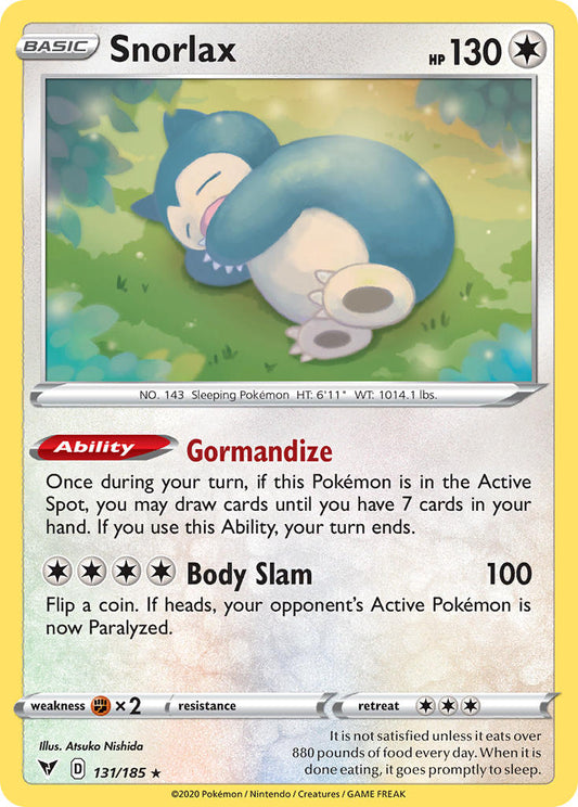 (131/185) Pokemon TCG Vivid Voltage Single: Snorlax  Promo