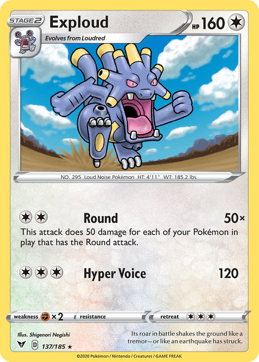 (137/185) Pokemon TCG Vivid Voltage Single: Exploud  Rare