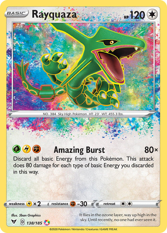 (138/185) Pokemon TCG Vivid Voltage Single: Rayquaza  Amazing Rare