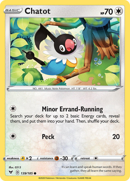 (139/185) Pokemon TCG Vivid Voltage Single: Chatot  Common
