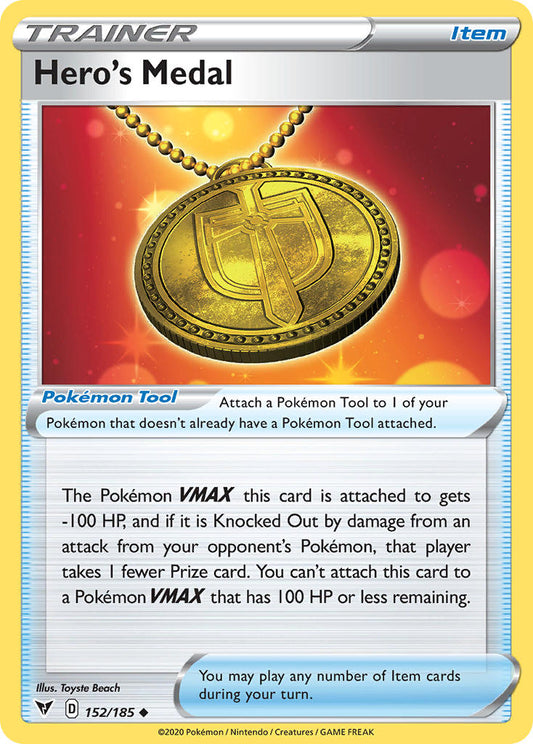 (152/185) Pokemon TCG Vivid Voltage Single: Hero's Medal Reverse Holo Uncommon