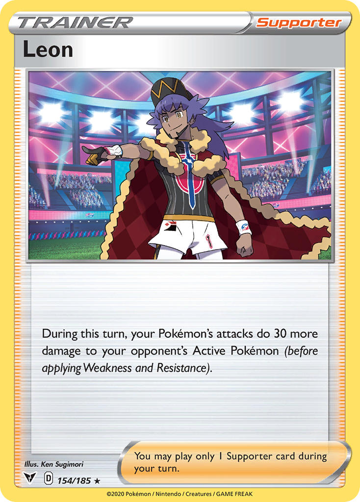 (154/185) Pokemon TCG Vivid Voltage Single: Leon Reverse Holo Holo Rare