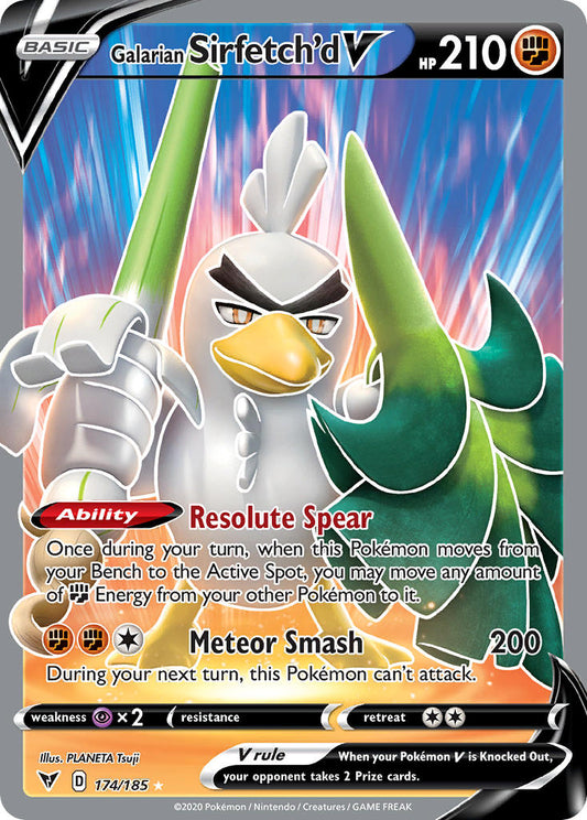 (174/185) Pokemon TCG Vivid Voltage Single: Galarian Sirfetch'd V  Ultra Rare