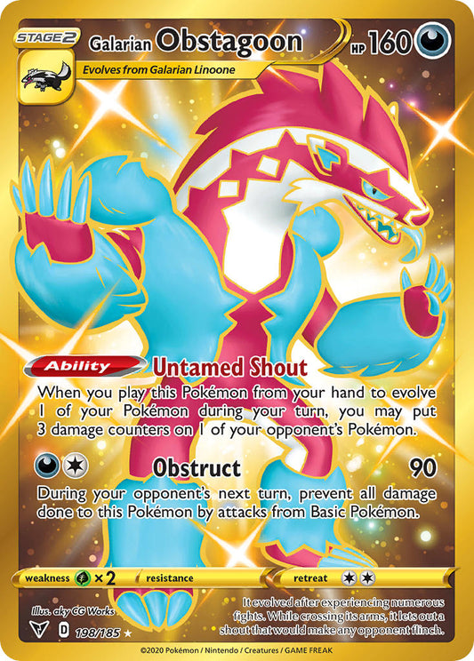 (198/185) Pokemon TCG Vivid Voltage Single: Galarian Obstagoon  Secret Rare
