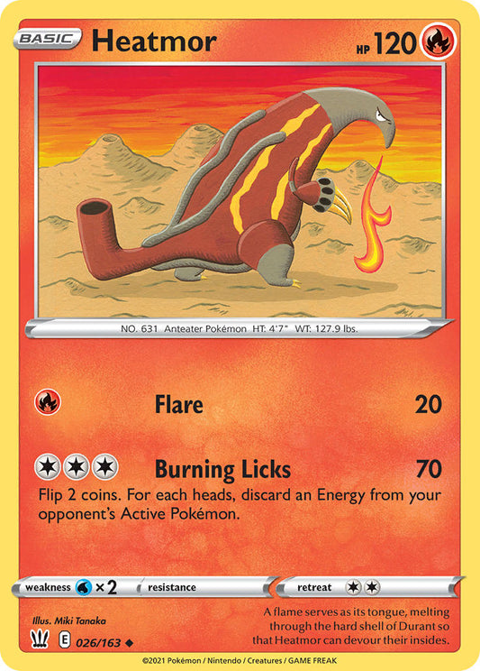 (026/163) Pokemon TCG Battle Styles Single: Heatmor Reverse Holo Uncommon