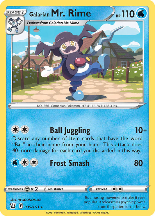 (035/163) Pokemon TCG Battle Styles Single: Galarian Mr. Rime Reverse Holo Rare