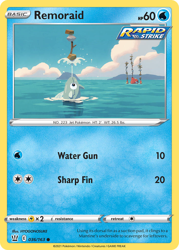 (036/163) Pokemon TCG Battle Styles Single: Remoraid  Common
