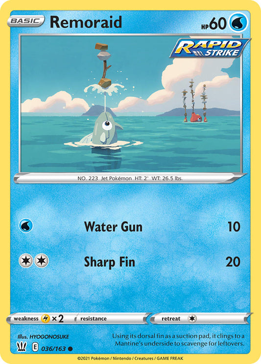 (036/163) Pokemon TCG Battle Styles Single: Remoraid Reverse Holo Common