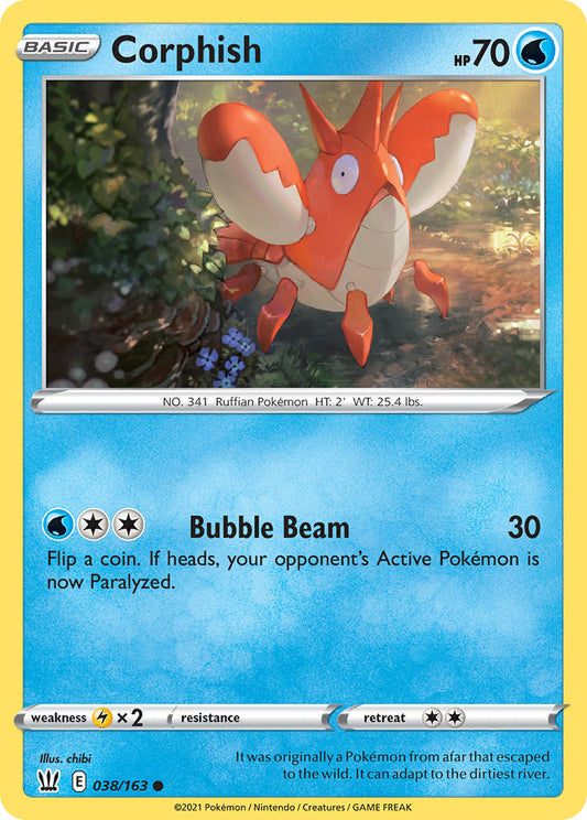(038/163) Pokemon TCG Battle Styles Single: Corphish Reverse Holo Common