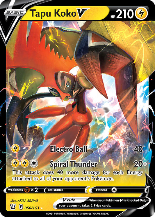 (050/163) Pokemon TCG Battle Styles Single: Tapu Koko V  Ultra Rare