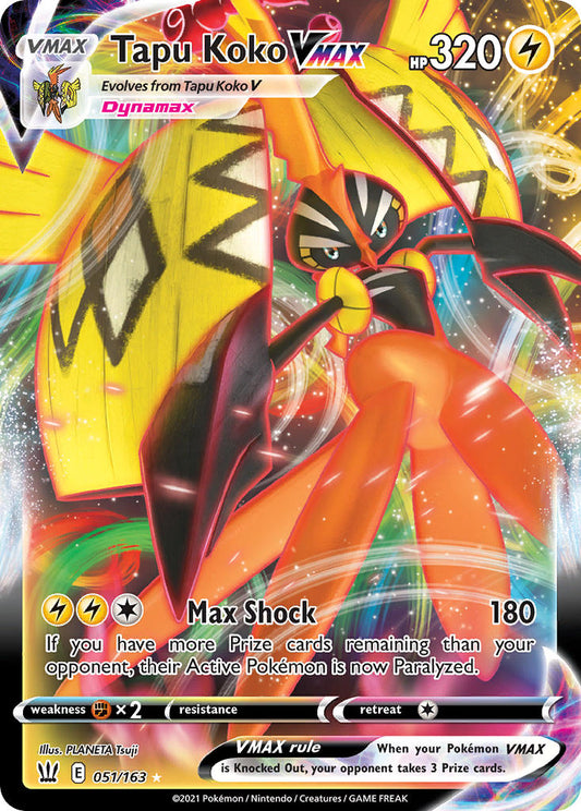 (051/163) Pokemon TCG Battle Styles Single: Tapu Koko VMAX  Ultra Rare