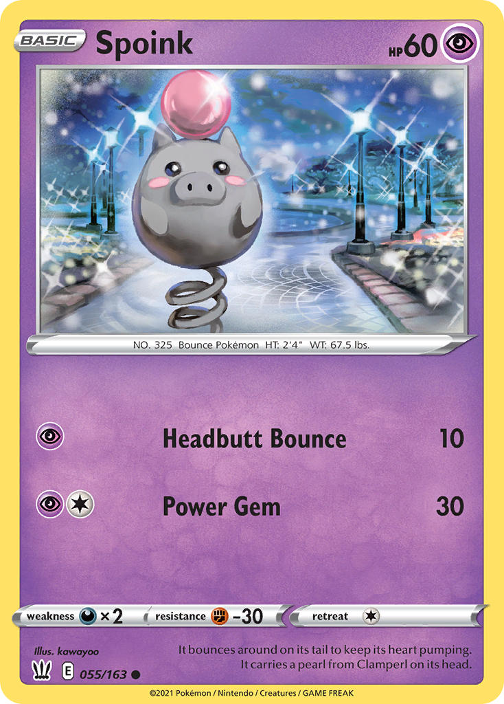 (055/163) Pokemon TCG Battle Styles Single: Spoink  Common