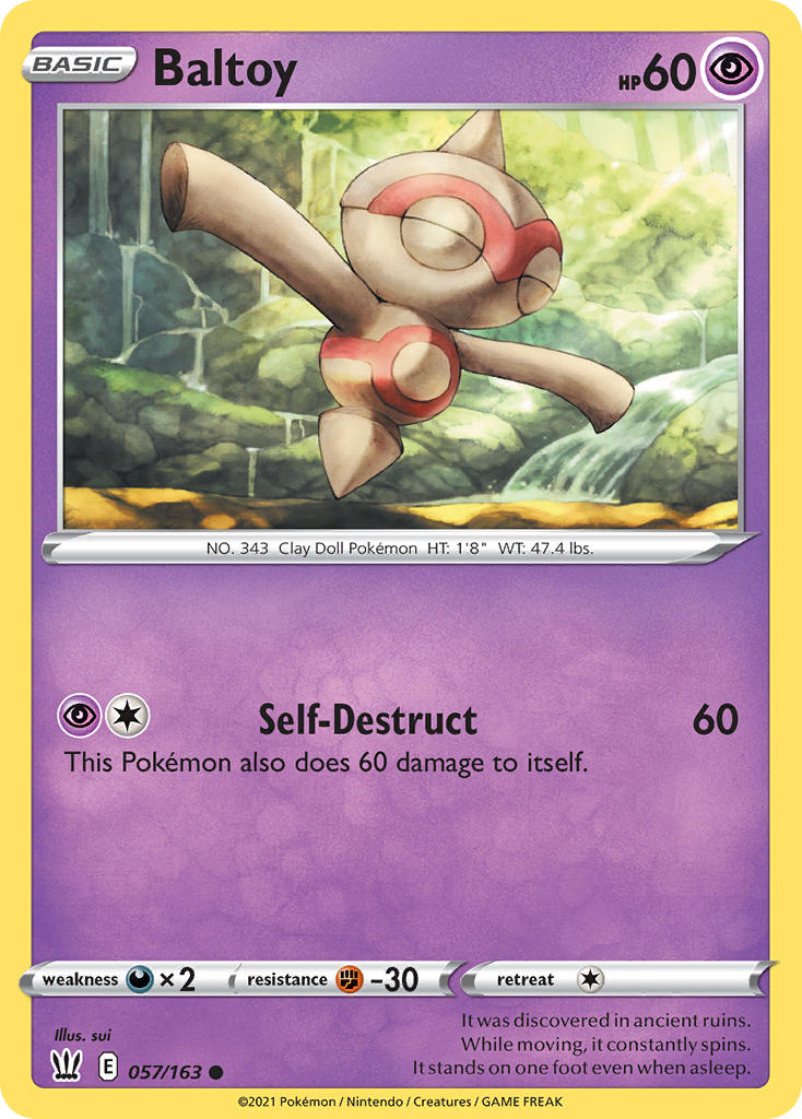 (057/163) Pokemon TCG Battle Styles Single: Baltoy Reverse Holo Common