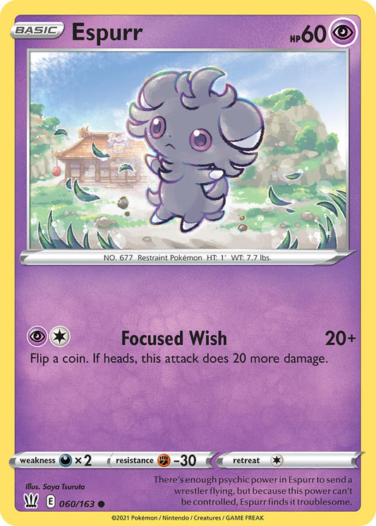 (060/163) Pokemon TCG Battle Styles Single: Espurr Reverse Holo Common