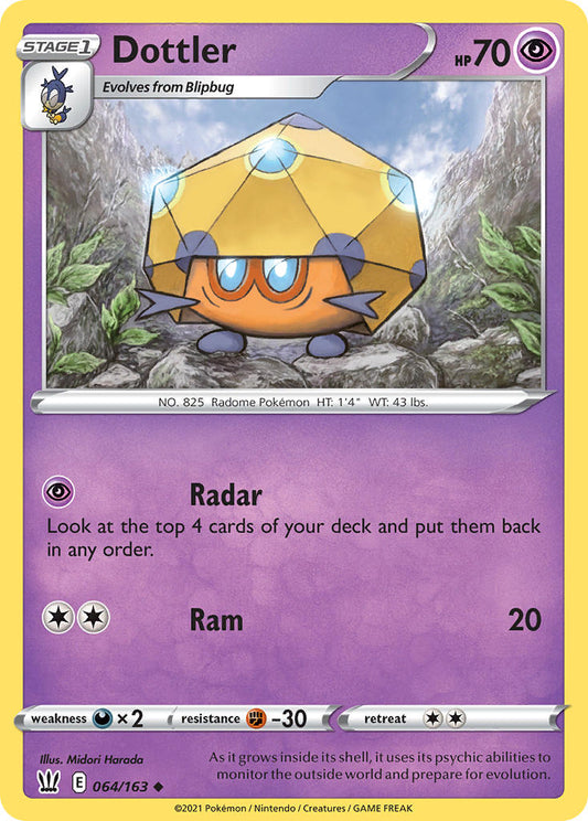 (064/163) Pokemon TCG Battle Styles Single: Dottler Reverse Holo Uncommon