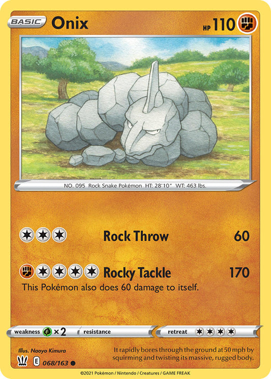 (068/163) Pokemon TCG Battle Styles Single: Onix Reverse Holo Common