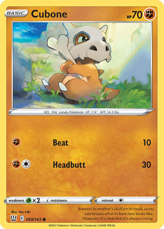 (069/163) Pokemon TCG Battle Styles Single: Cubone  Common