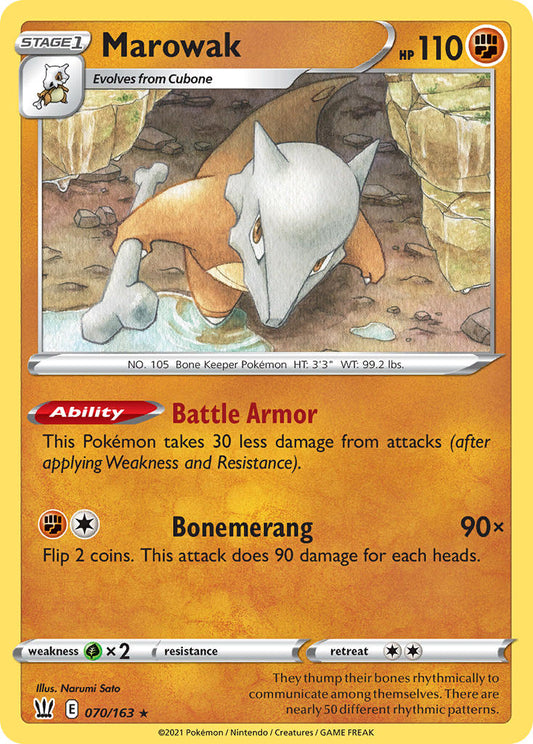(070/163) Pokemon TCG Battle Styles Single: Marowak Reverse Holo Rare